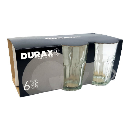 Vasos Vidrio Durax Alto 350 Ml Irupe Transparente Pack X 6